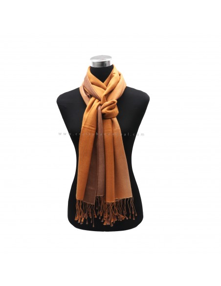 PASHIMINA Scarf Made In Nepal- 70% Pashmina 30% Silk Light Cocoa