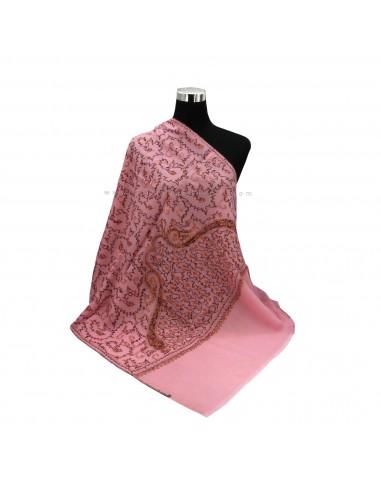 Free shipping Luxurious Pink Embroidered Shawl , 70% Pashmina 30% Silk