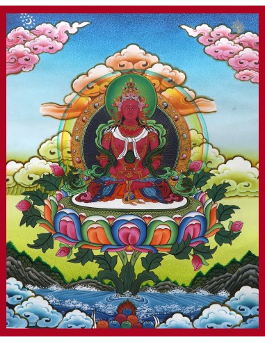 Amitayu, Amitayus diety of longevity Thangka Painting 20"x16"