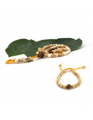 Yellow Mother Of Pearl Japa Mala and Bracelet Set/Chanting Beads, solar plexus chakra payer beads, protection japa necklace,108