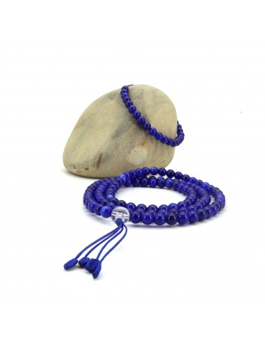 Blue Agate Japa Mala and Bracelet Set/Prayer, chanting beads, provide 'emotional facelifts', utilized for healing, 108 beads