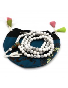 Natural White Bodhi Root 108 Beads Lotus Japamala Prayer Bracelet