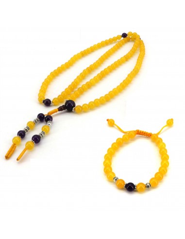 Yellow jade 108 japa malai and 22 beads wrist band, symbol fo happiness, success, protect, yoga, good for a healer handmade japa