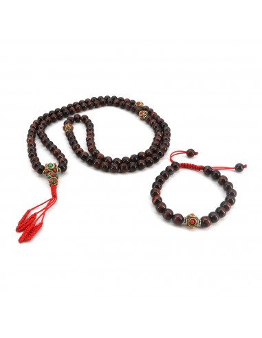 108 beads Tibetan root chakra red tiger eye Japa mala and wrist band set, wholesale, unisex bracelet, best for yoga meditation