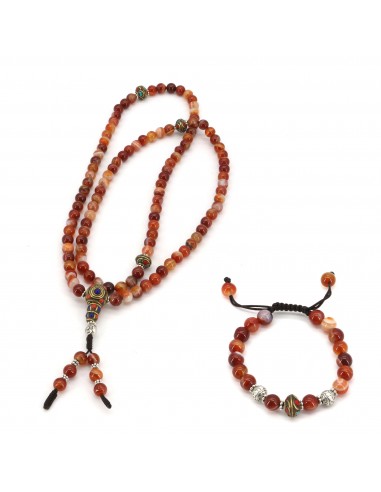 Laguna Agate root chakra 108 beads Tibetan Japa mala with wrist band set, meditation prayer beads, chanting necklace, compassion