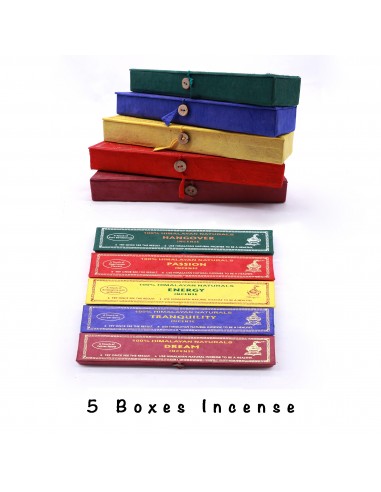 100% Himalayan Naturals 5 Boxes Mix Tibetan Incense, handover, passion, energy incense, tranquility incense, dream i