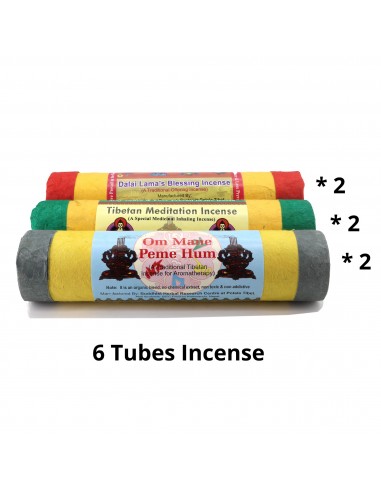 3 different incense in tube, om mane peme hum, tibetan meditation incense and dalai lama's blessing incense, offering incense, h